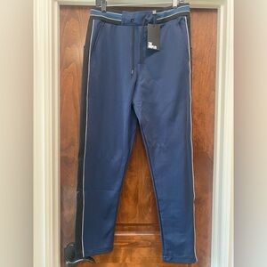 The Kooples Men’s Track Pants in Blue with black stripes  Sz M NWT